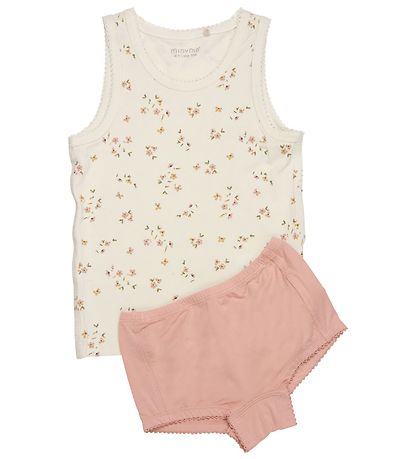 Minymo Undertøj - Bambus - Veiled Flower Rose/Misty Rose