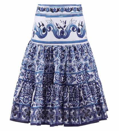 Dolce & Gabbana Nederdel - Blu Mediterraneo - Hvid m. Bl