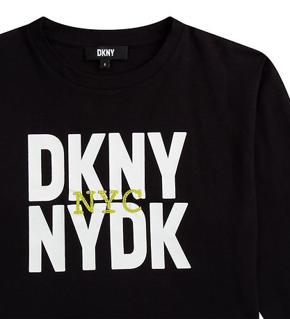 DKNY Bluse - Croped - Sort m. Hvid