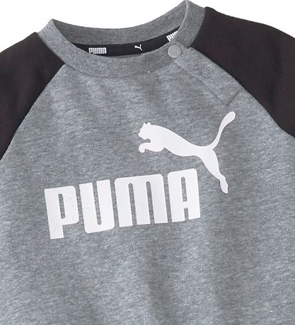 Puma Sweatsæt - Ess Raglan - Gråmeleret/Sort