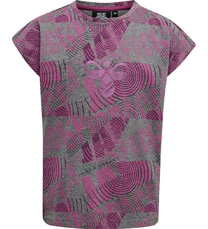 Hummel T-shirt - hmlSpace Jam Diez - Gråmeleret/Lilla