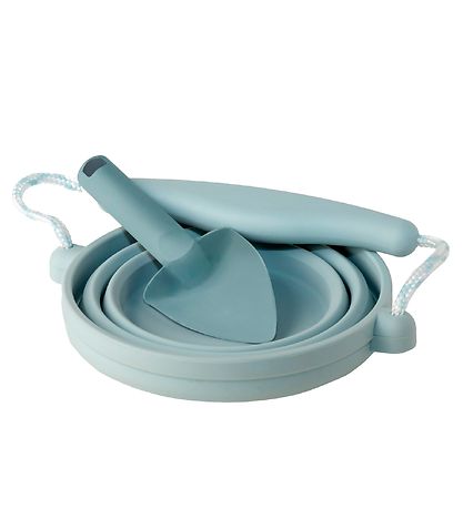 Scrunch Foldbar Spand m. Skovl - Duck Egg Blue