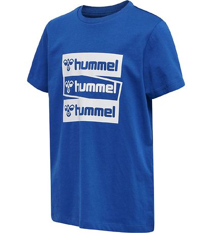 Hummel T-shirt - hmlKarlo - Lapis Blue m. Hvid