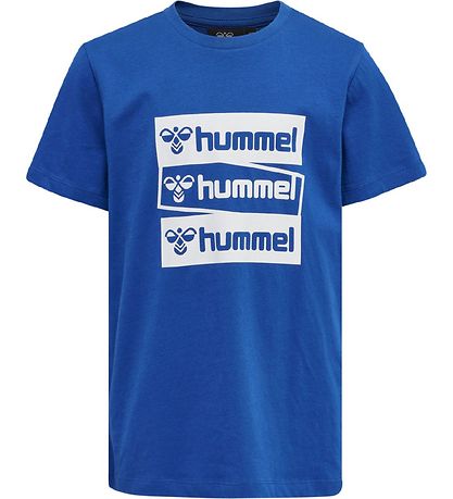 Hummel T-shirt - hmlKarlo - Lapis Blue m. Hvid