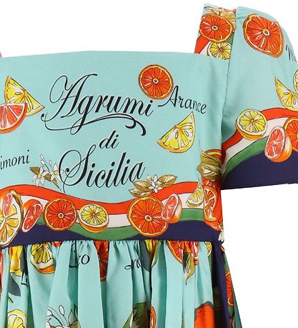 Dolce & Gabbana Kjole - Capri - Turkis m. Citrusfrugter