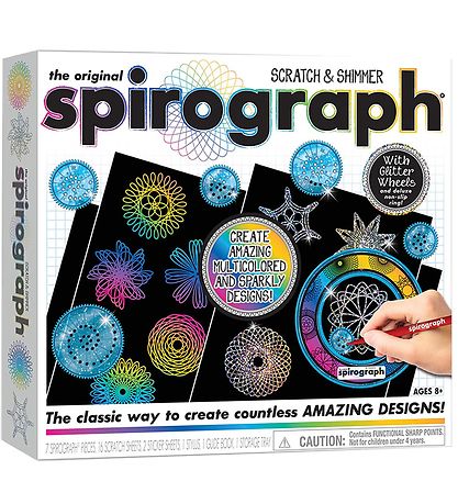 Spirograph Tegnest - 28 Dele - Scratch & Shimmer