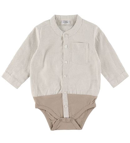 Hust and Claire Skjortebody l/ - Bertil - Beige/Off White