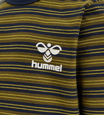 Hummel Bluse - HmlUnited T-Shirt l/s - Stribet - Black Iris/Grn