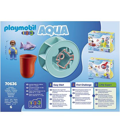Playmobil 1.2.3 Aqua - Vandhjul Med Babyhaj - 70636 - 6 Dele