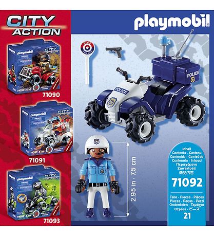 Playmobil City Action - Politi - Speed Quad - 71092 - 21 Dele