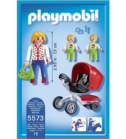 Playmobil City Life - Mor Med Tvillingeklapvogn - 5573 - 15 Dele