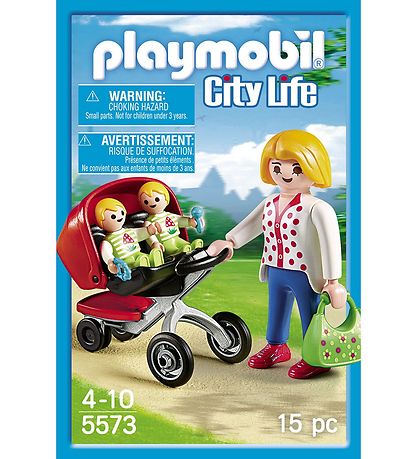 Playmobil City Life - Mor Med Tvillingeklapvogn - 5573 - 15 Dele
