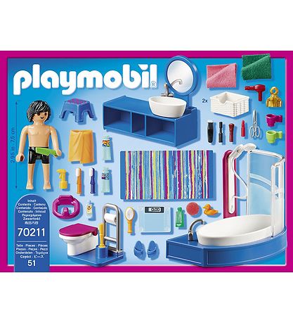 Playmobil Dollhouse - Badevrelse Med Karbad - 70211 - 51 Dele