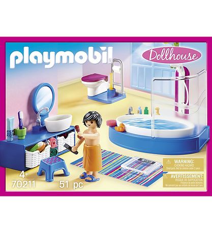 Playmobil Dollhouse - Badevrelse Med Karbad - 70211 - 51 Dele