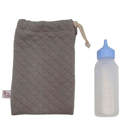 Asi Dukketilbehr - Sutteflaske m. Opbevaringspose - Warm Grey