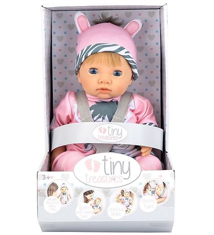 Tiny Treasures Dukke m. Blond Hr - Zebra Outfit