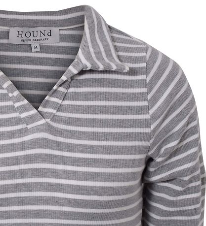 Hound Bluse - Rib Striped - Gr/Hvid