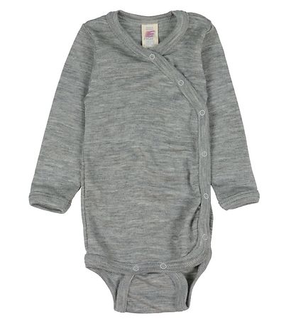 Engel Slå-om Body l/æ - Uld/Silke - Lysegrå Meleret