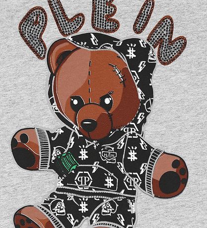 Philipp Plein T-Shirt - Teddy Bear - Grmeleret m. Similisten