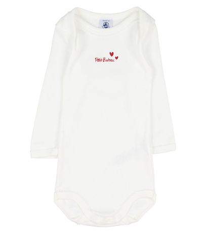 Petit Bateau Body l/ - 3-pak - Hvid m. Hjerter