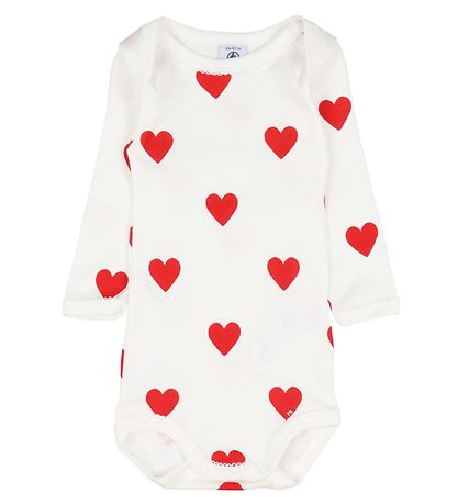 Petit Bateau Body l/ - 3-pak - Hvid m. Hjerter