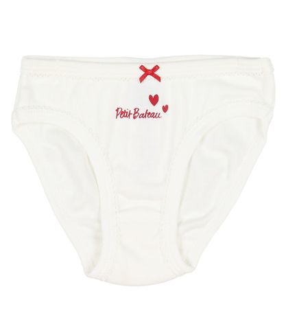 Petit Bateau Trusser - 3-pak - Hvid m. Hjerter