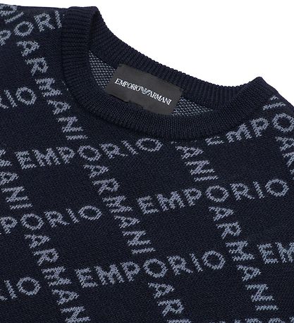 Emporio Armani Bluse - Akryl/Uld - Navy m. Lysebl