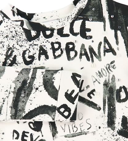 Dolce & Gabbana Sweatshirt - DG Next - Hvid/Sort m. Perler