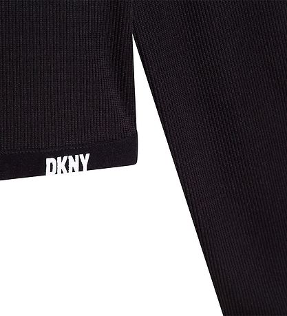 DKNY Bluse - Cropped - Rib - Sort