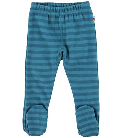 Joha Leggings m. Fod - Uld - Blåstribet
