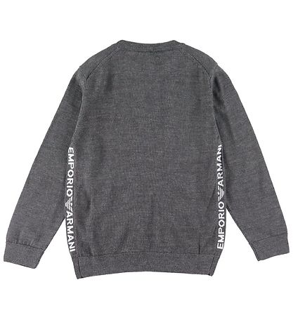 Emporio Armani Bluse - Uld/Akryl - Gråmeleret m. Hvid