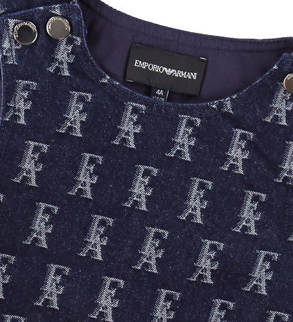 Emporio Armani Kjole - Denim - Fantasia Blue/Hvid m. Logoer