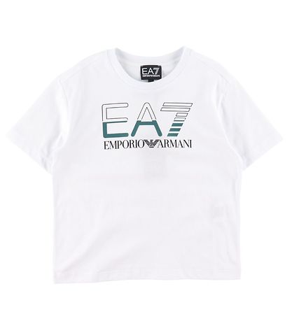 EA7 T-shirt - Hvid m. Mrkegrn