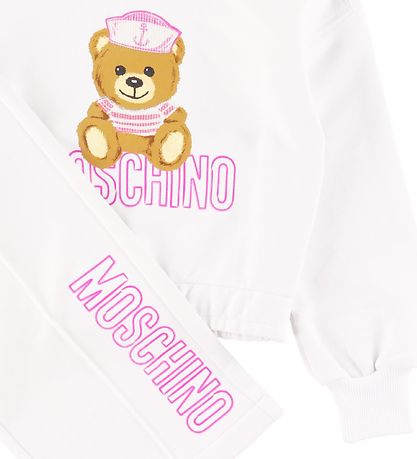 Moschino  Sweatst - Hvid/Rosa m. Print/Pailletter