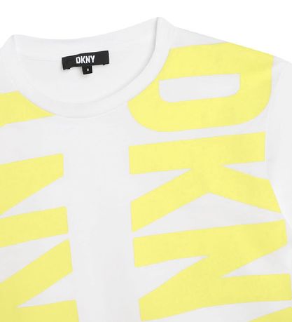 DKNY T-shirt - Cropped - Hvid/Lemon