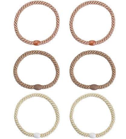 Kknekki Hårelastikker - 6-Pak - Slim - Brun/Beige/Guld