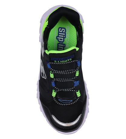 Skechers Sneakers m. Lys - Slip-Ins - Black/Lime