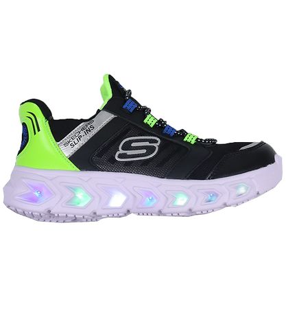 Skechers Sneakers m. Lys - Slip-Ins - Black/Lime