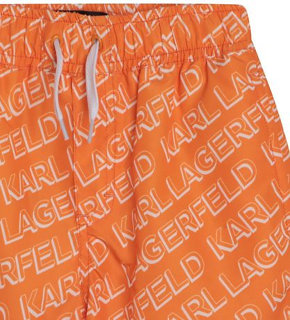 Karl Lagerfeld Badeshorts - Orange m. Hvid