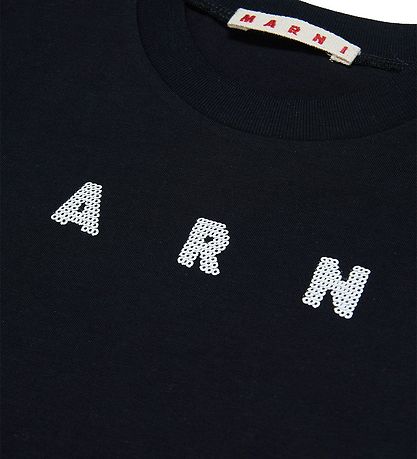 Marni T-Shirt - Cropped - Sort m. Pailletter