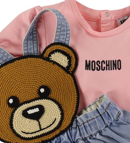 Moschino T-shirt/Spencer - Denim - Rosa/Bl m. Logo