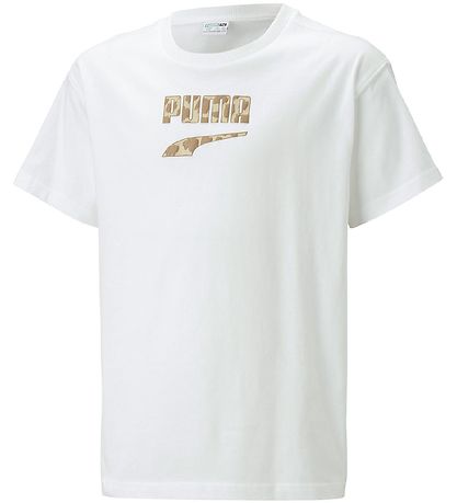 Puma T-Shirt - Downtown Logo - Hvid m. Brun Logo