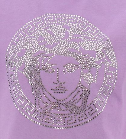 Versace T-shirt - Medusa Strass - Baby Violet m. Krystaller