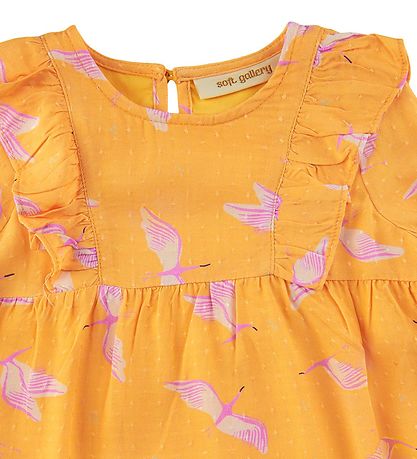 Soft Gallery Kjole - SgEleanor - Cranes - Amber Yellow