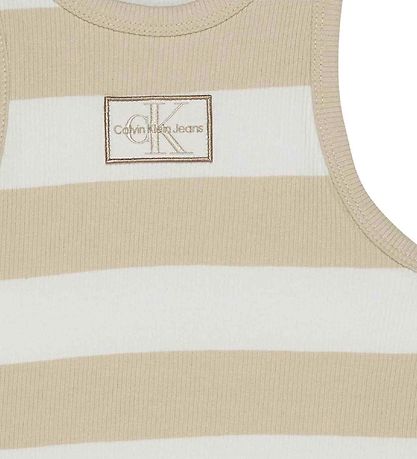 Calvin Klein Tanktop - Rib - Bright White/Classic Beige