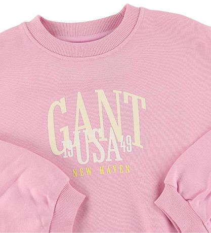 GANT Sweatshirt - C-Neck - Cropped - Milky Pink
