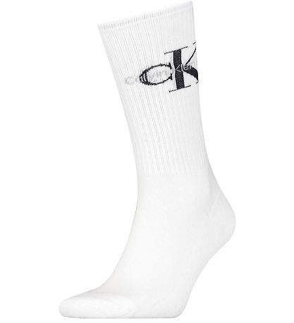 Calvin Klein Strmper - Rib - Hvid m. Logo