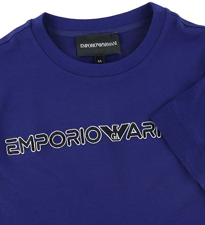 Emporio Armani T-shirt - Blu Faro m. Sort