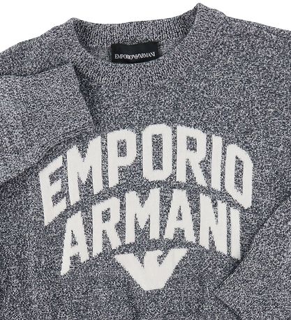 Emporio Armani Bluse - Strik - Navy/Hvidmeleret m. Tekst