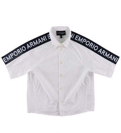 Emporio Armani Skjorte k/ - Hvid/Navy m. Logostribe